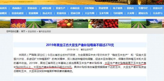 黑龙江粮食补贴多少钱一亩 黑龙江地补粮补2019